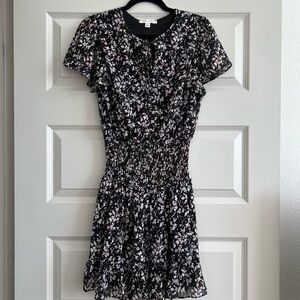 She + Sky Black and Pink Floral Mini Dress